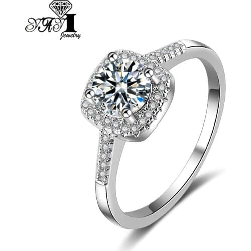 Wholesale YaYI Fine Jewelry Fashion Princess Cut White AAA Cubic Zirconia Silver Color Engagement Wedding Party Lovers Rings