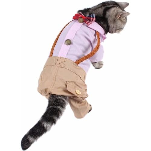 PipiFren Cats Clothes Costume Jumpsuit Overalls Outfit Retro For Pets Costume Costumes Dog Coats Clothing katten kleding kedi