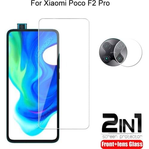 2 in 1 For Xiaomi Poco F2 Pro Camera Lens Film & Screen Protector Guard Protective HD Tempered Glass Explosion Proof
