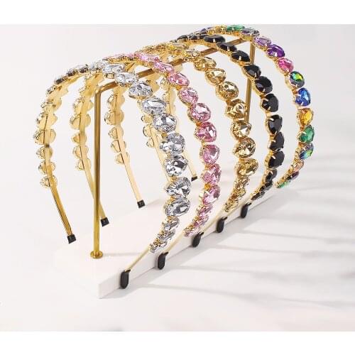 New womens water drop gemstone headgear female long tassel crystal card headband princess wedding jewelry headgear gift