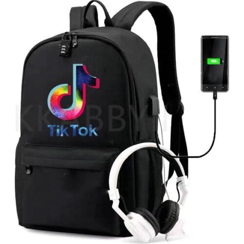 TIK TOK Anti Theft Usb Laptop Backpack Cool Teenagers Backpack Men Women School Bag Travel Bagpack Student Mochila
