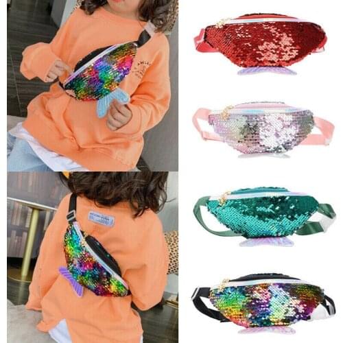 Cute Children Girls Handbag Sequin Waist Bags Chest Bag Mobile Coin Purse Single Shoulder Bag
