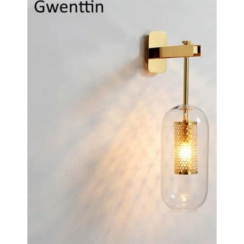 Glass Gold Wall Mounted Led Lamps for Home Loft Bedroom Decor Bathroom Lamp Mirror Lights Outdoor Lighting Fixture Luminarias AC
