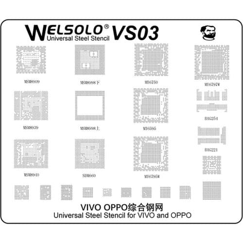 Mechanic VS Series BGA Reballing Stencil Template Steel Mesh Repair IC Chips CPU Power EMMC Tin Planting Net For OPPO VIVO Phone