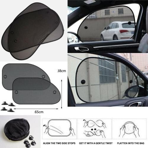 2pcs Universal Car Sun Mesh Blind Rear Window Sun Shade Sunshine Blocker Visor
