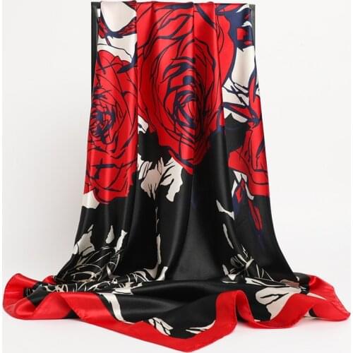 Vintage Hair Bands Silk Shawl Headband Print Satin Square Scarf For Women Neckerchief Female Foulard Hijab Wraps Bandana 2021