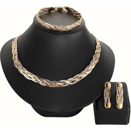 High Quality gold plating High Quality Ltaly 750 gold Jewelry Set For Women african beads jewlery fashion necklace set jewelry