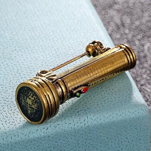 Zlxgirl jewelry Antique gold vintage flashlight brooches mens punk jewelry Carton small punk hijab pins scarf pins hats jewelry