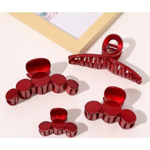 Korean hair claw red acrylic hair clip claw crab hairpins vintage clips hair care Hair accessory Womens Hairclip Crab barrettes
