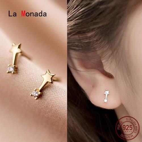 La Monada Small Silver Earrings For Women Star 925 Sterling Silver Earrings Woman Stud Beautiful Female Fashion Ear Piercing