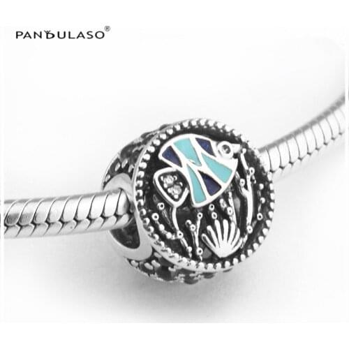 Female Fashion Jewelry Ocean Life Mixed Enamel & Multi-Colored CZ Beads Fits Charms Bracelets For Woman Sterling Silver Jewelry