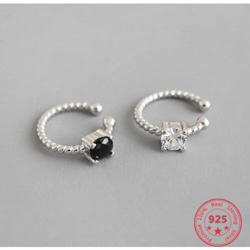 925 Sterling Silver Diamond Earrings Black White Cubic Zirconia Clip Earrings For Women Fashion Ear Cuff Clip Earrings Jewelry