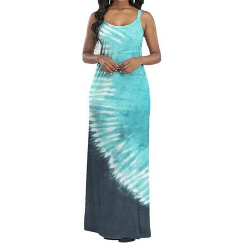 Dress Women Sleeveless Slim Stretchy Contrast Color Printing Colorful Sling Dress Summer Long Dress Sexy dresses for women 2021