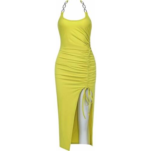 Dresses Summer 2021 Ladies Fashion Halter Sexy Draped Backless Midi Dress Celebrity Club Party Dress