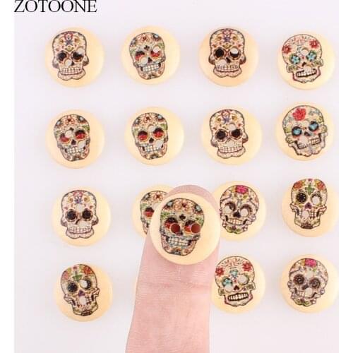 ZOTOONE Skull Handmade Wood Buttons For Clothing Christmas Scrapbooking Accessories Sewing Wooden Button Snap Scrabook 100Pcs