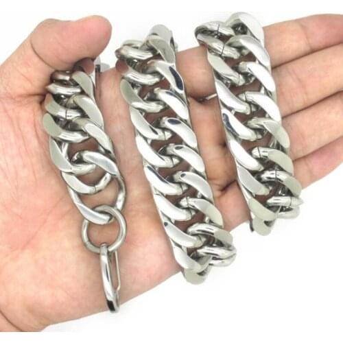 10/12/15/17/19mm Various Sizes Waterproof Stainless Steel Silver Color Cuban Curb Chain Necklace Or Bracelet Mens Jewelry 7-40"