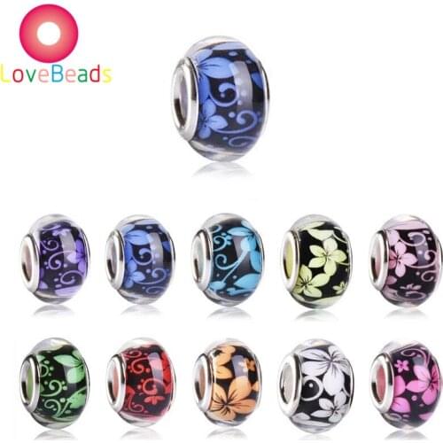 10 Pcs New Color Round Flower Loose Beads Large Hole Spacer Beads Fit Pandora Bracelet for Women Girls Crafts Jewelry Making