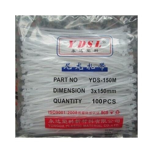 100PCS 6" inch 150mm*3mm White Cable Wire Zip Ties Nylon Cable Tie