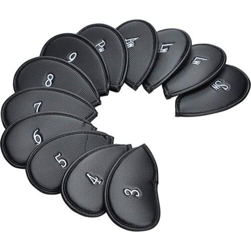 12 Pcs Golf Club Headcovers Waterproof Durable PU Leather Golf Iron Protector Set with Number Embroidered Fit for All Golf Iron