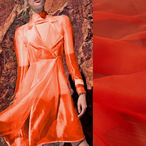 135CM Wide 10MM Orange Silk Organza Fabric for Summer Spring Wedding Evening Dress Skirt C025
