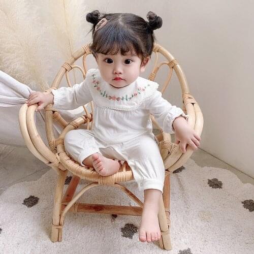 2 Color Newborn Romper Autumn Cotton Embroidery Long-Sleeved Jumpsuit Baby Spring and Autumn Cute Clothes