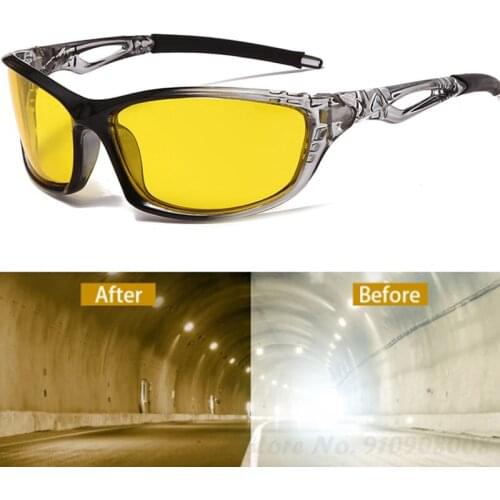 2021 New Night Vision Sunglasses Men Sports Polarized Sun Glasses Yellow Lens Night Driving Anti-Glare Goggles For Driver N109