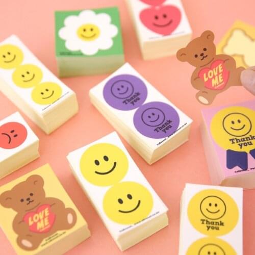50 Sheets/Lot) Cute Daisy Love Smiley Ins Style Cartoon Computer Sticker Diary Journal Decorative Stickers