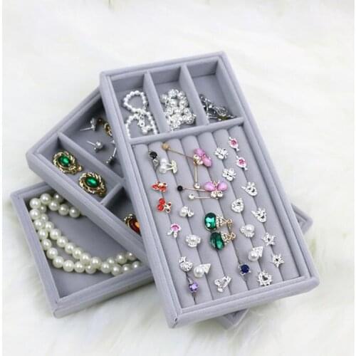 High Level Velvet Jewelry Display Tray Bracelet Holder Necklace Ring Earring Box Jade Pendant Stand Jewelry Storage Organizer