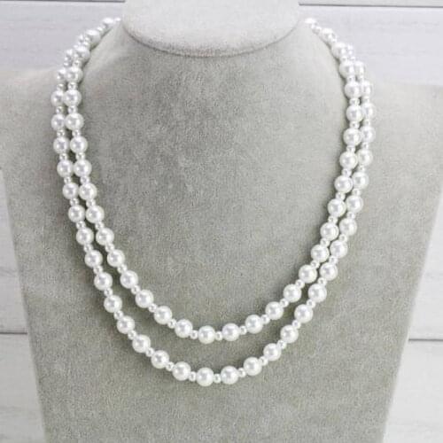 White Color Freshwater Pearl Necklace,2 Rows Pearls Jewellery,Beautiful Ladys Bridesmaid Wedding,Bridal Gift