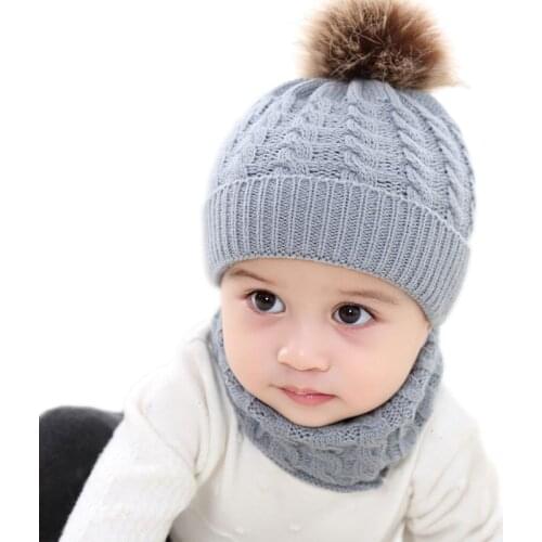 Child Winter Hat Newborn Baby Hat And Scarf Girls Warm Cap Acrylic Crochet Stretch Knit Hats Baby Soft Warm Caps Winter Boy Cap