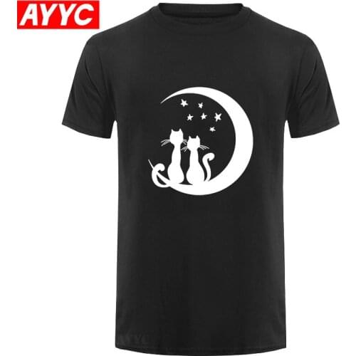 AYYC T-Shirt Tshirt Top quality COTTON o neck breaking bad menshort sleeve Moon Stars Cat Romantic printfor men T-Shirt