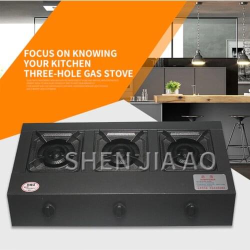 Natural / liquefied gas stove Stainless steel panel 3 hole fire gas stove Commercial gas stove