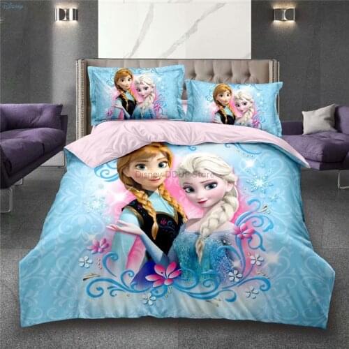 Blue Anna Elsa Frozen Disney Princess Kids Girls Bedding Set Mickey Mouse Spider Man McQueen 95 Duvet Cover Bed Sheet Pillowcase