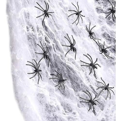 Artificial Spider Web Halloween Decoration Scary Fake Spiders White Stretchy Cobweb Horror House Hallowee Decoration Accessories