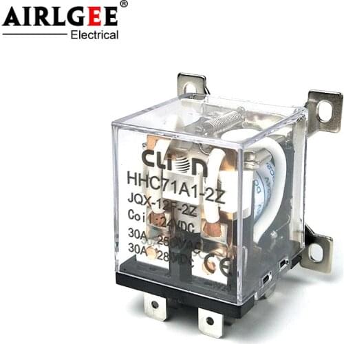 JQX-12F 2Z DC12V 24V AC220V 30A DPDT 2NC+2NC 8 Pin General Purpose Power Electromagnetic Relay HHC71A1-2Z