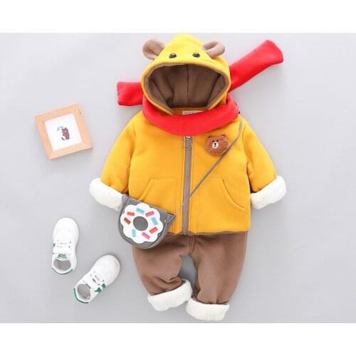 Boys Girls Clothes Sets Cotton Thicken Winter Autumn Sport Cartoon Suit Children Clothing Boys Suit Winter Kids Clothes Sets