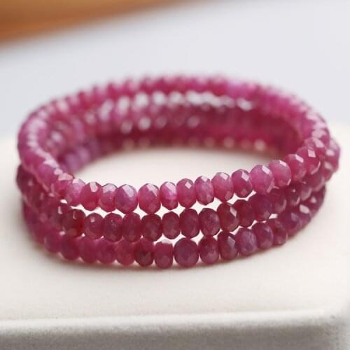Beautiful Ruby roundel faceted 4*6mm red AA bracelet 7.5inch FPPJ wholesale beads nature amazing