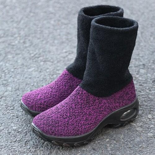Women Boots Winter Warm Sneakers Women Flats Casual Socks Shoes Comfort Walking Shoes Female High Increase Footwear Big Size 42