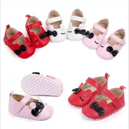 Lovely Cartoon Baby Shoes Girls Bowknot First Walkers Infants PU Princess Shoes