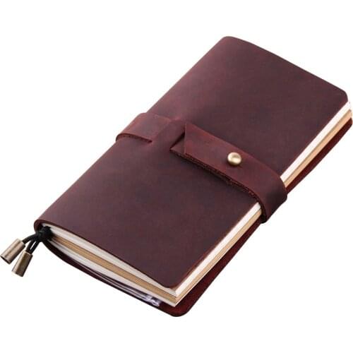 Handmade Travelers Notebook Refillable, Leather Travel Journal,Genuine Leather Diary Retro Travel Journal, 3 Inserts/192 Pages