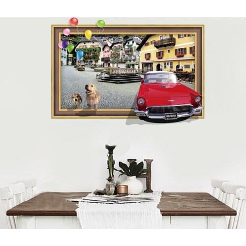 Vivid Car Through The Photo Frame Wall Stickers For Kids Room Bedroom Decoration Diy 3d Wall Mural Art Home Decals