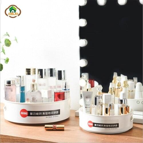 MSJO Makeup Organizer Storage Box 360 Rotatable Plastic Box for Women Home Bathroom/Kitchen Cosmetices Organizador Storage Tray