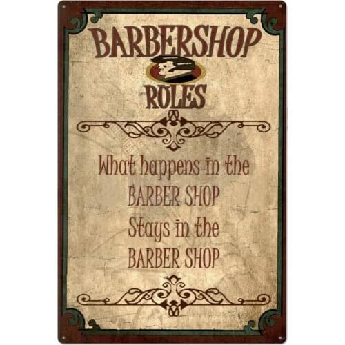 Original Retro Design Barbershop Rules Tin Metal Signs Wall Art, Thick Tinplate Print Poster Wall Decoration Sign
