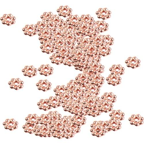 Approx. 500 pieces/ Lot Rose Gold Cute Daisy Flower Spacer Beads 4mm Jewelry DIY Findings Loose Beads
