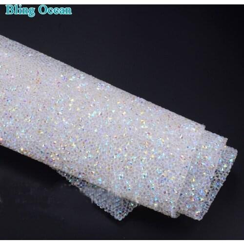 Crystal resin rhinestone self Adhesive sheet or hotfix to fabric rhinestone decor mesh roll for wedding 24*40cm Strass Bling tr