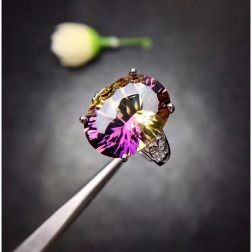 Super beautiful ring Natural amethyst lady ring, 925 silver, novel craftsmanship, beautiful colors