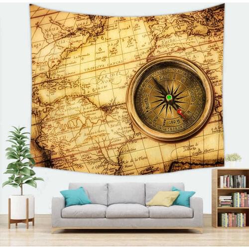 Vintage Map Compass Carpet Mat Wall Hanging Tapestry Bohemian Home Decor 100x70cm 150x130cm 150x150cm 200x150cm
