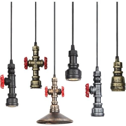 Vintage Iron Water Pipe Pendant Light Living Room Kitchen Hanging Lamps Nordic LED Art Deco Bedroom Dinning Room Light Fixtures