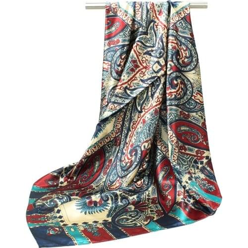Spring And Autumn Female Satin Scarf,Big Square Scarves Printed,Women Scarf, Polyester Silk Scarf Shawl 90*90cm FJ184
