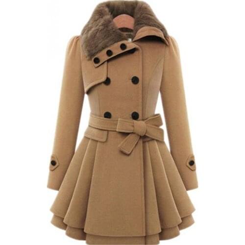 Winter Woolen Coat Women Fashion Long Wool Blends Outwear Female Plus Size Overcoat Thick Warm Plus Velvet Cappotto Donna